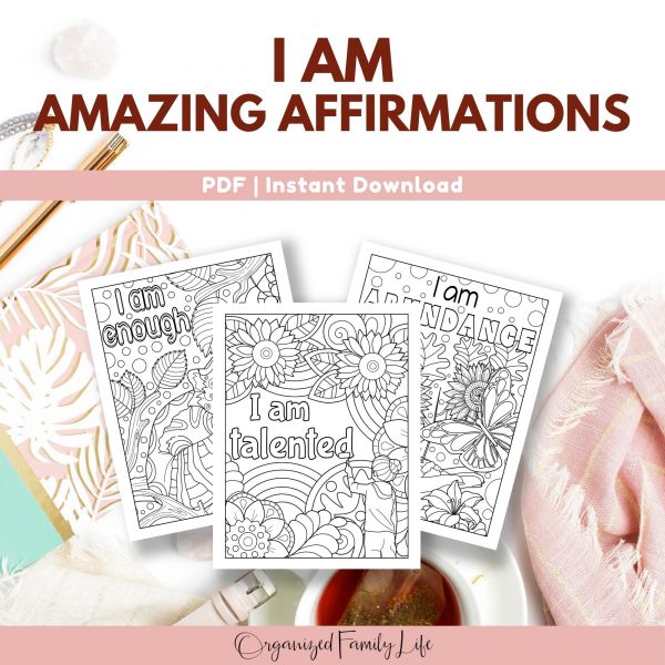 Positive Mindset - I AM Amazing Affirmation Coloring Sheets | PDF - Instant Download | Print at Home